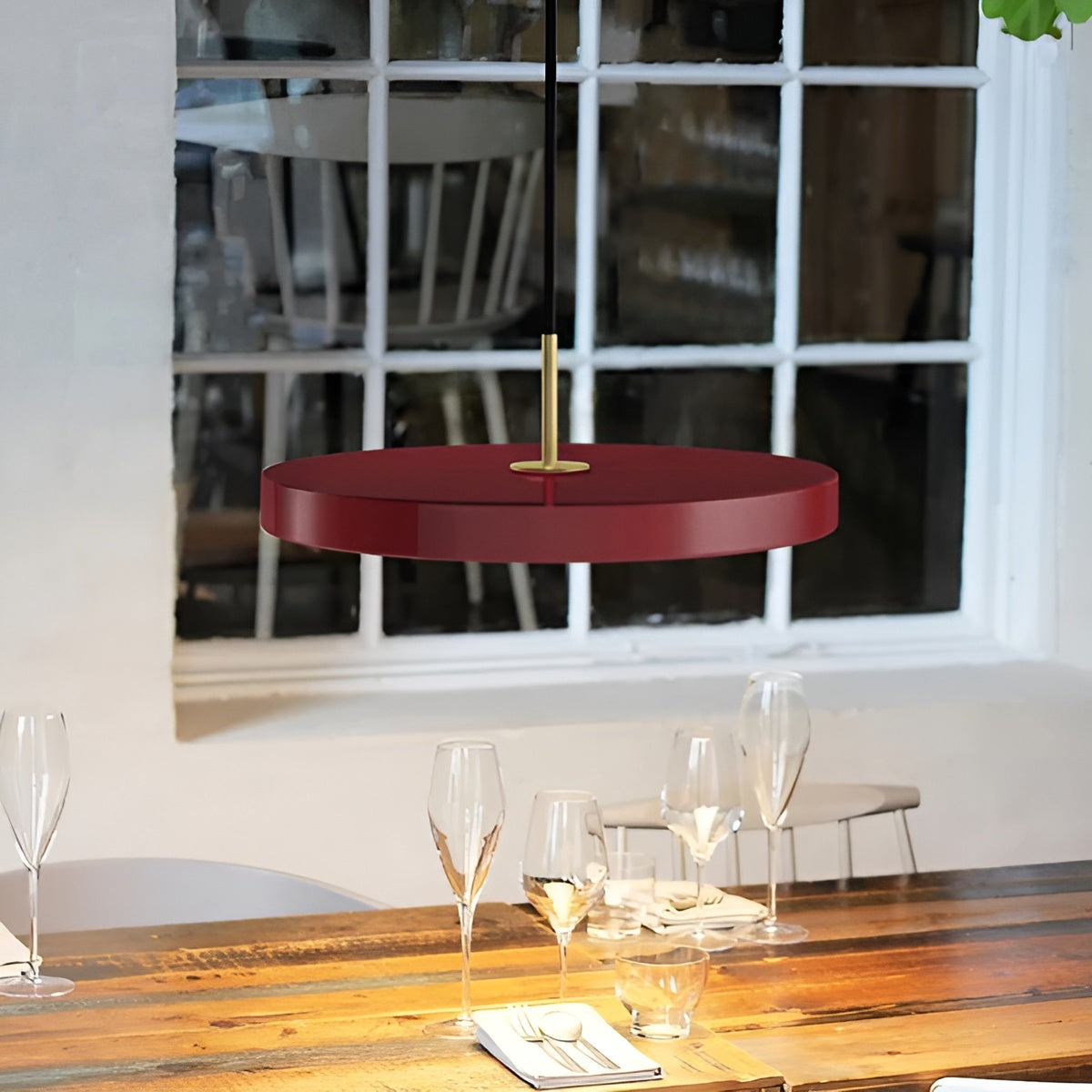 Asteria Plus Burgundy Pendant Lamp with Gold Accent