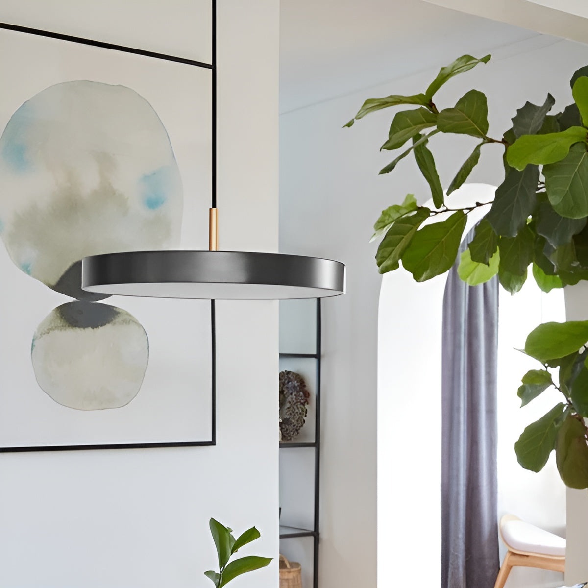 ASTERIA PLUS pendant lamp in anthracite with a gold insert