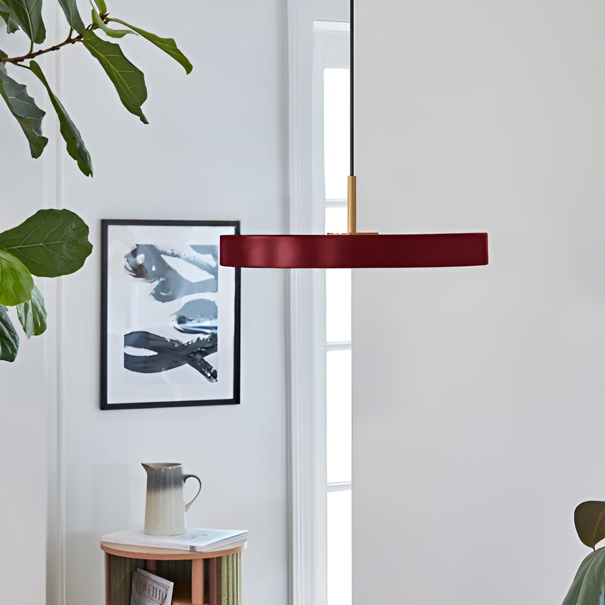 Asteria Plus Burgundy Pendant Lamp with Gold Accent