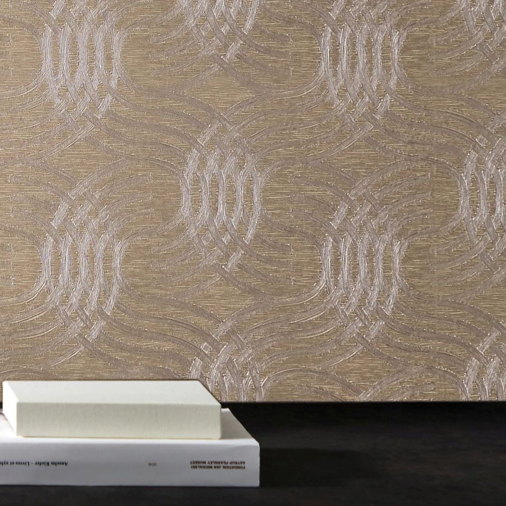 Metallic Wallpaper with Abstract Pattern AURARIA - TAUPE/SILVER taupe with silver