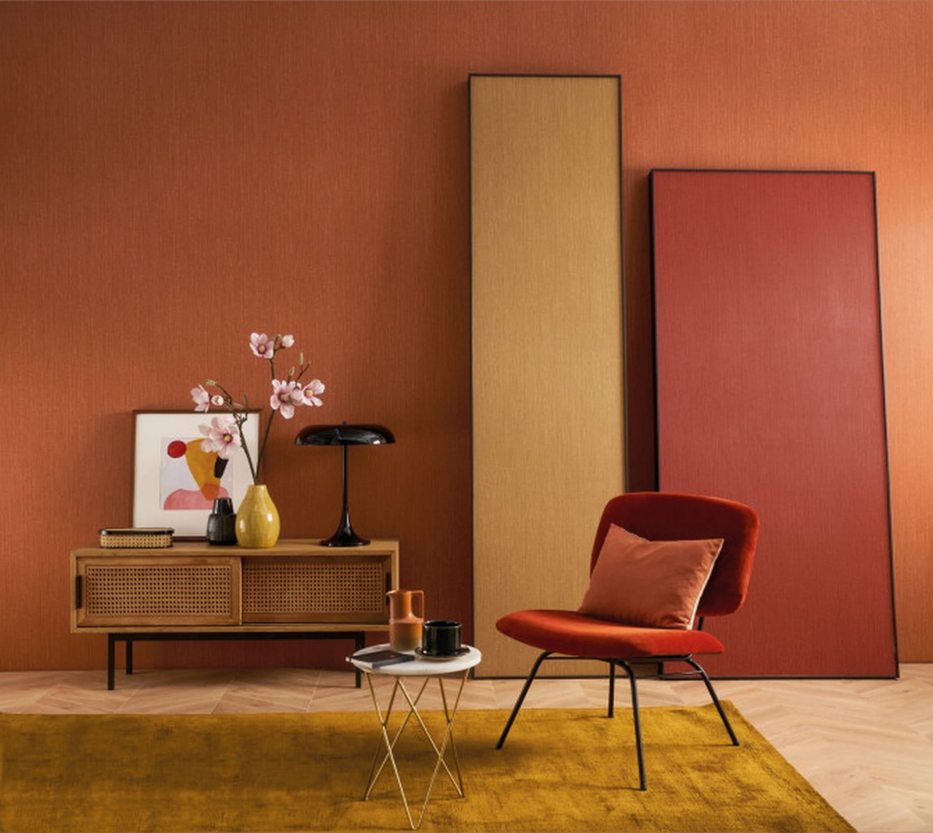 Structural wallpaper resembling linen canvas GOA - BEIGE