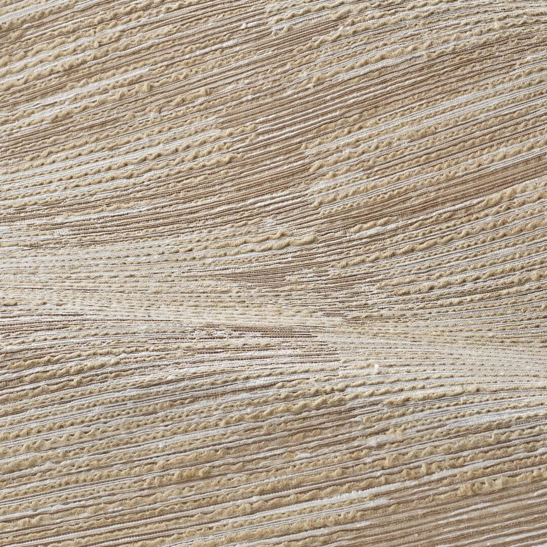 Textured fabric wallpaper in stripes ALCHEMILLA - IVORY/SAND ivory with beige