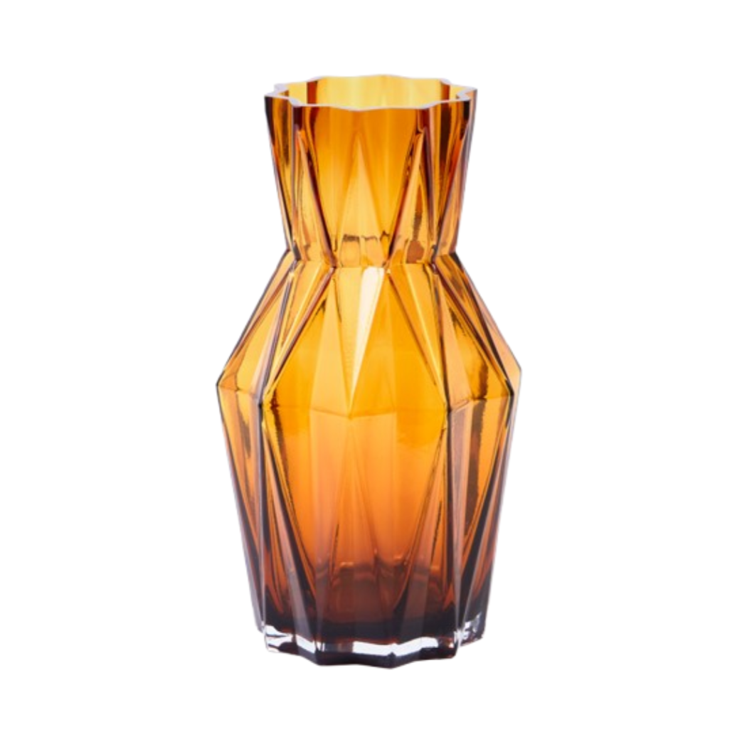 FOLDS GLASS Vase bernsteinfarben