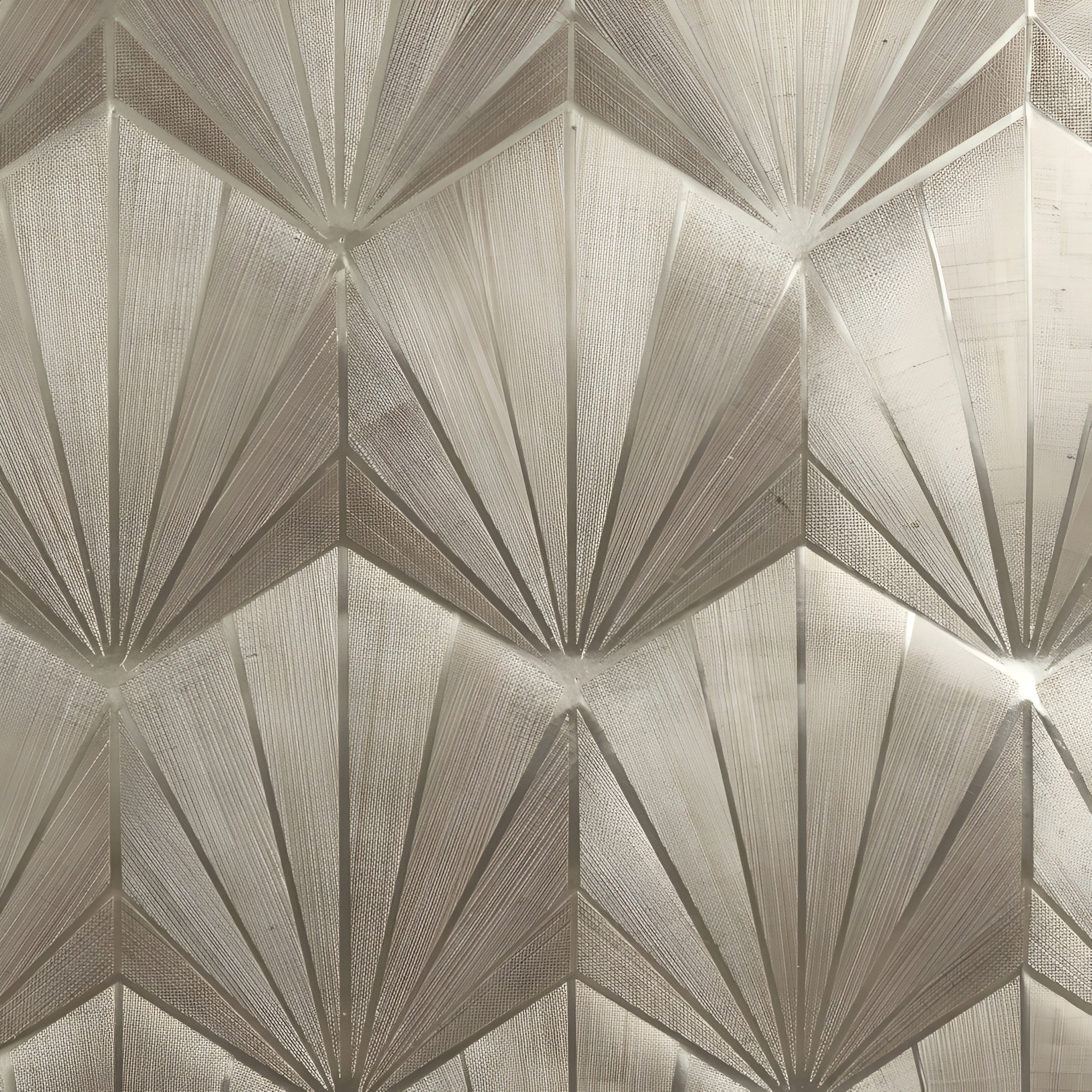 Natural metallic structural wallpaper art deco MAJESTÉ - NOIR DE LUNE PLATINE dark platinum