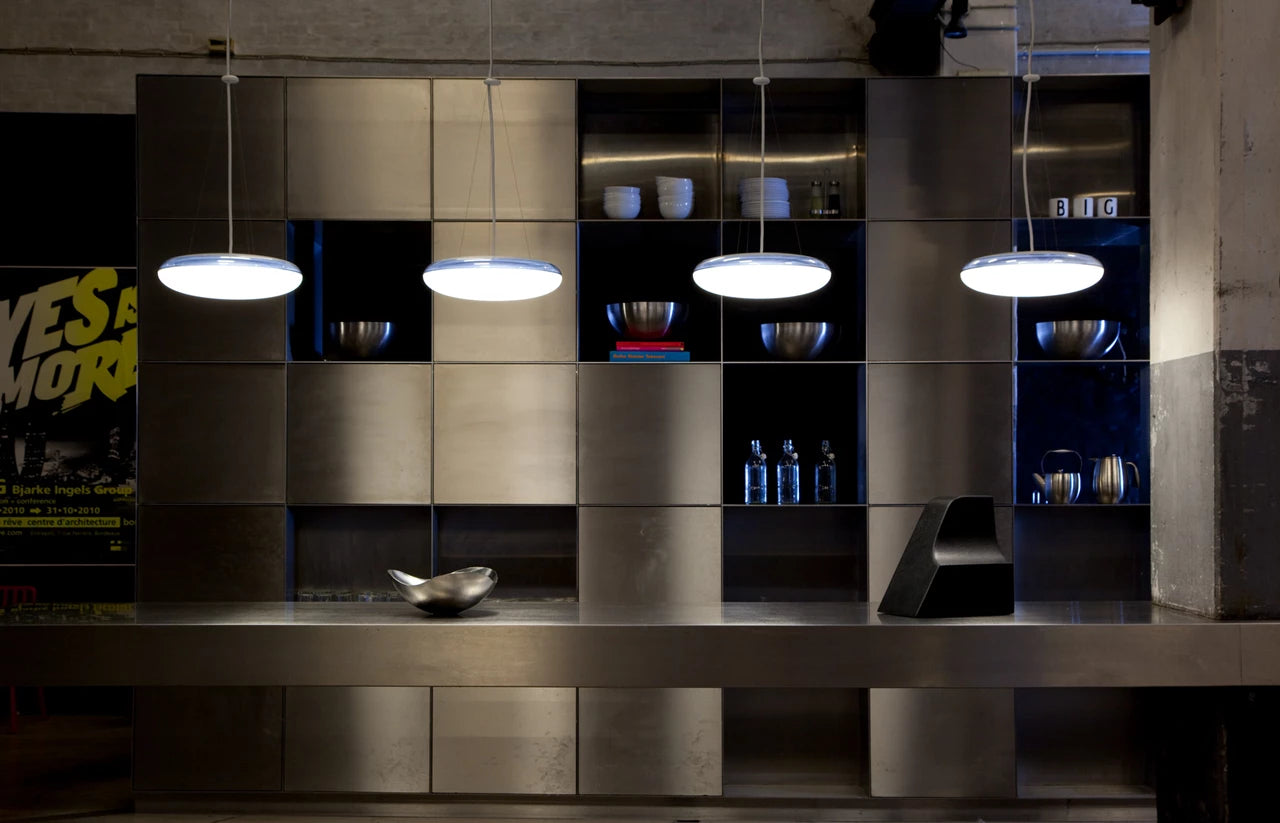 SILVERBACK white pendant lamp with silver