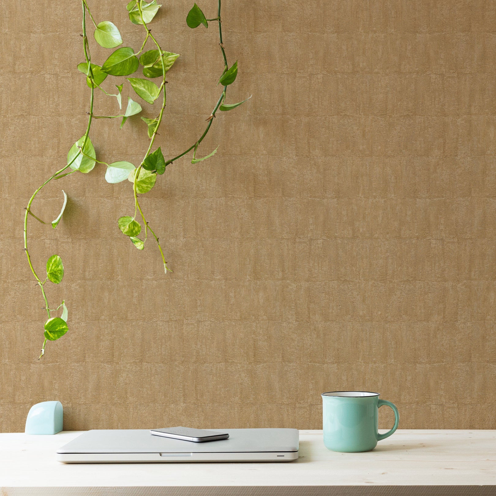 Structural wallpaper imitating clay BIZEN - MORDORE brown
