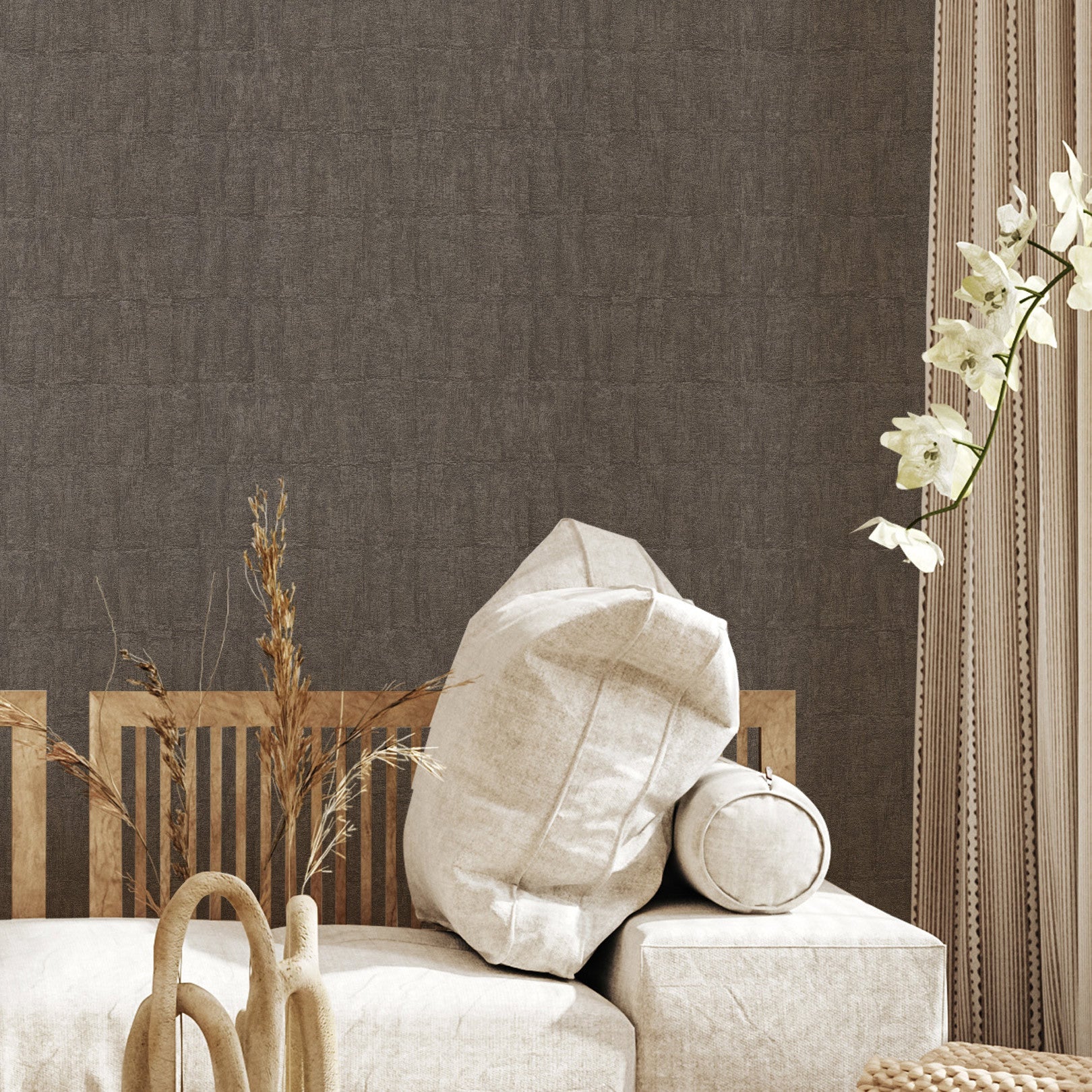 Structural wallpaper imitating clay BIZEN - ANTHRACITE anthracite