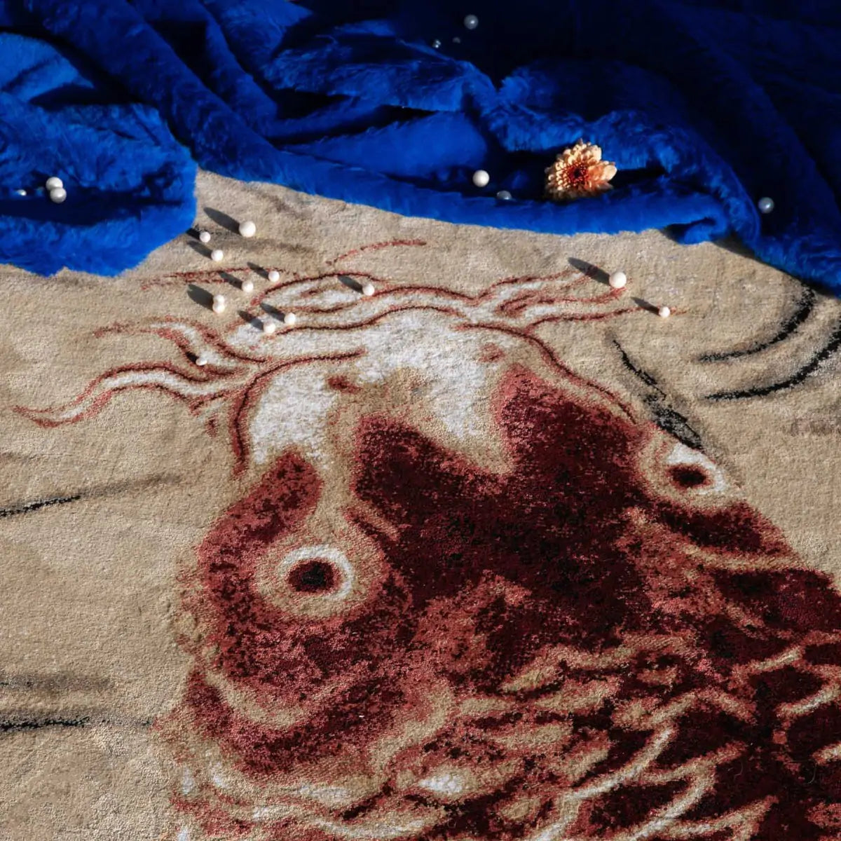 LEGEND OF KOI CARPET beige rug with brown