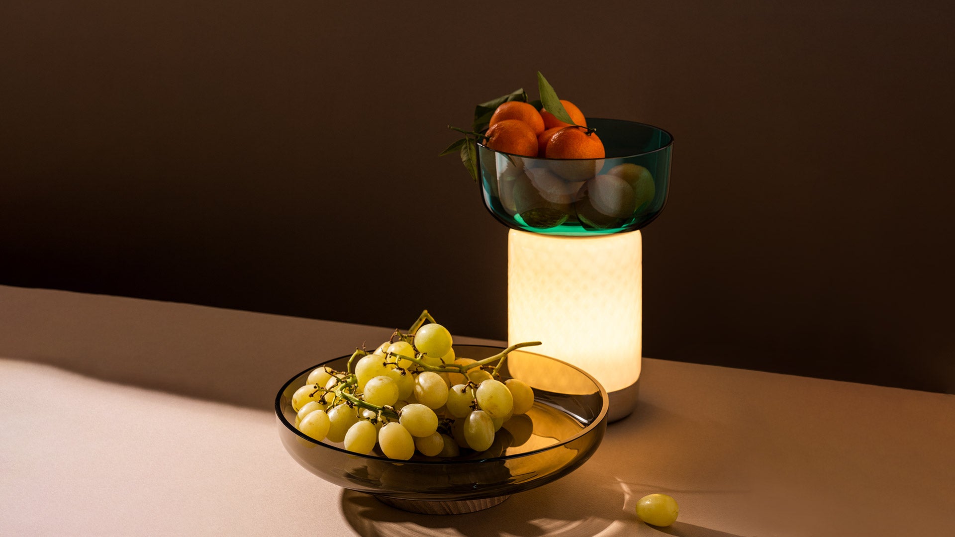 Tragbare Lampe BONTA BOWL weiß mit Gelb