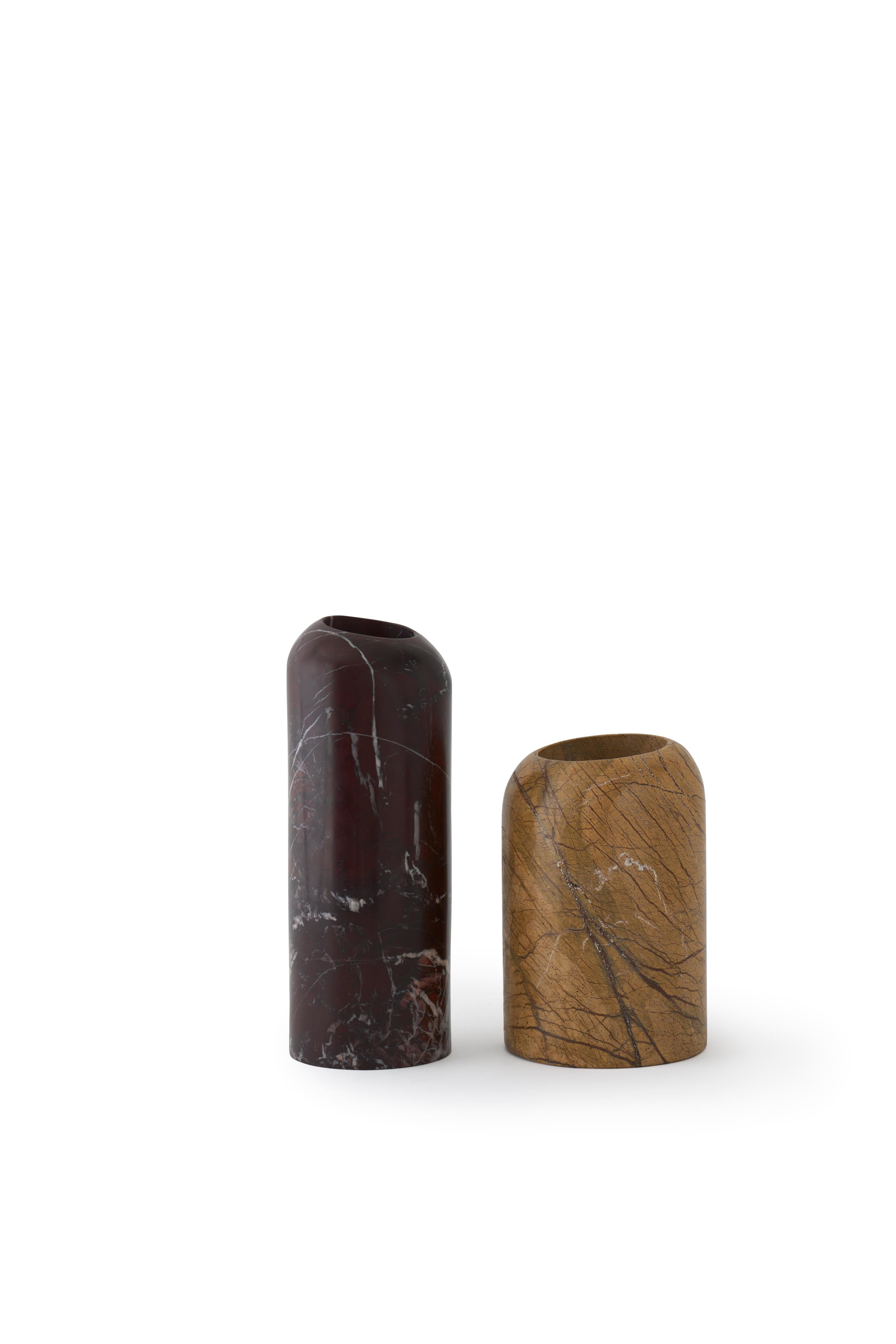 BOULDER Vase in Brown Marble Forest