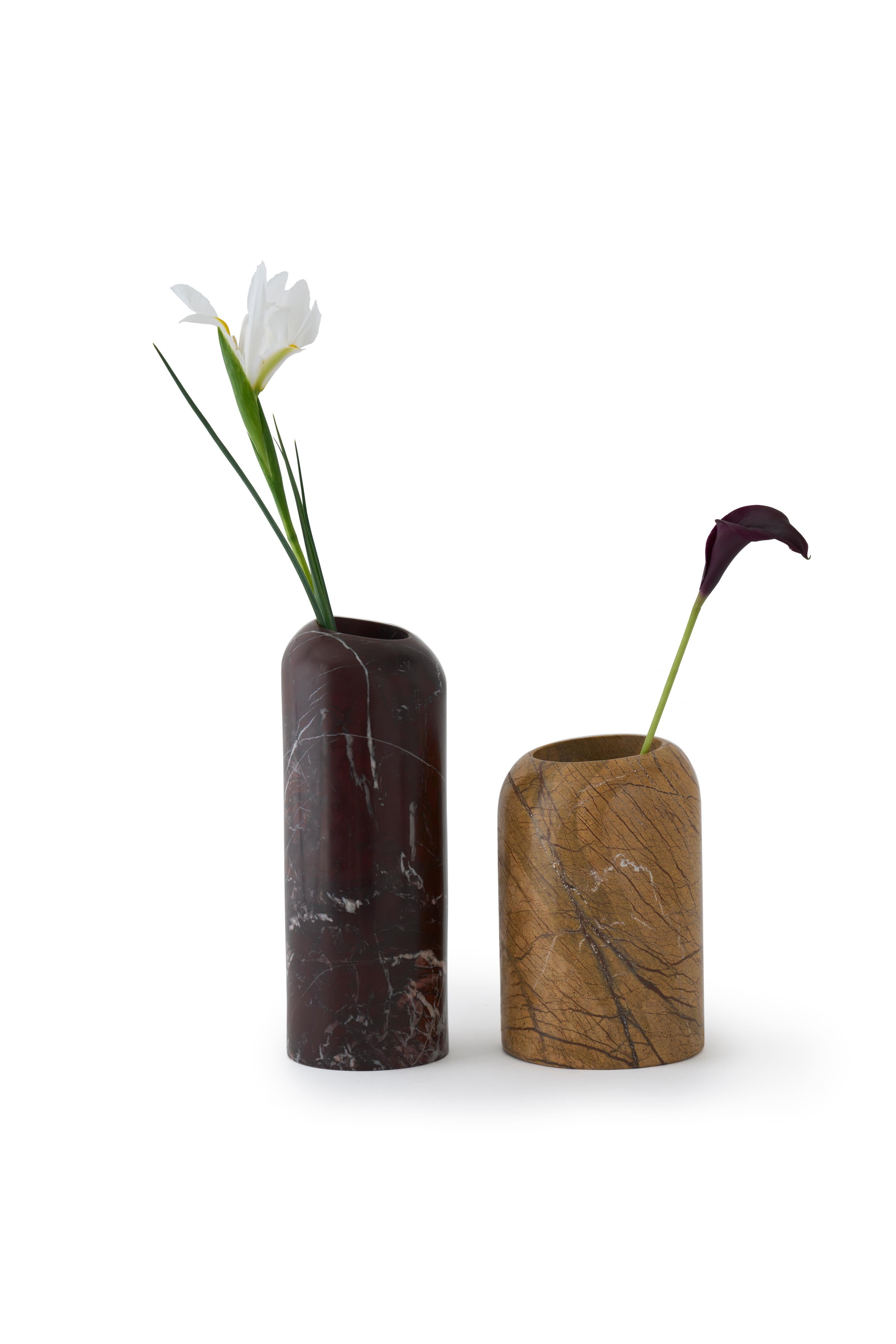 BOULDER Vase in Brown Marble Forest