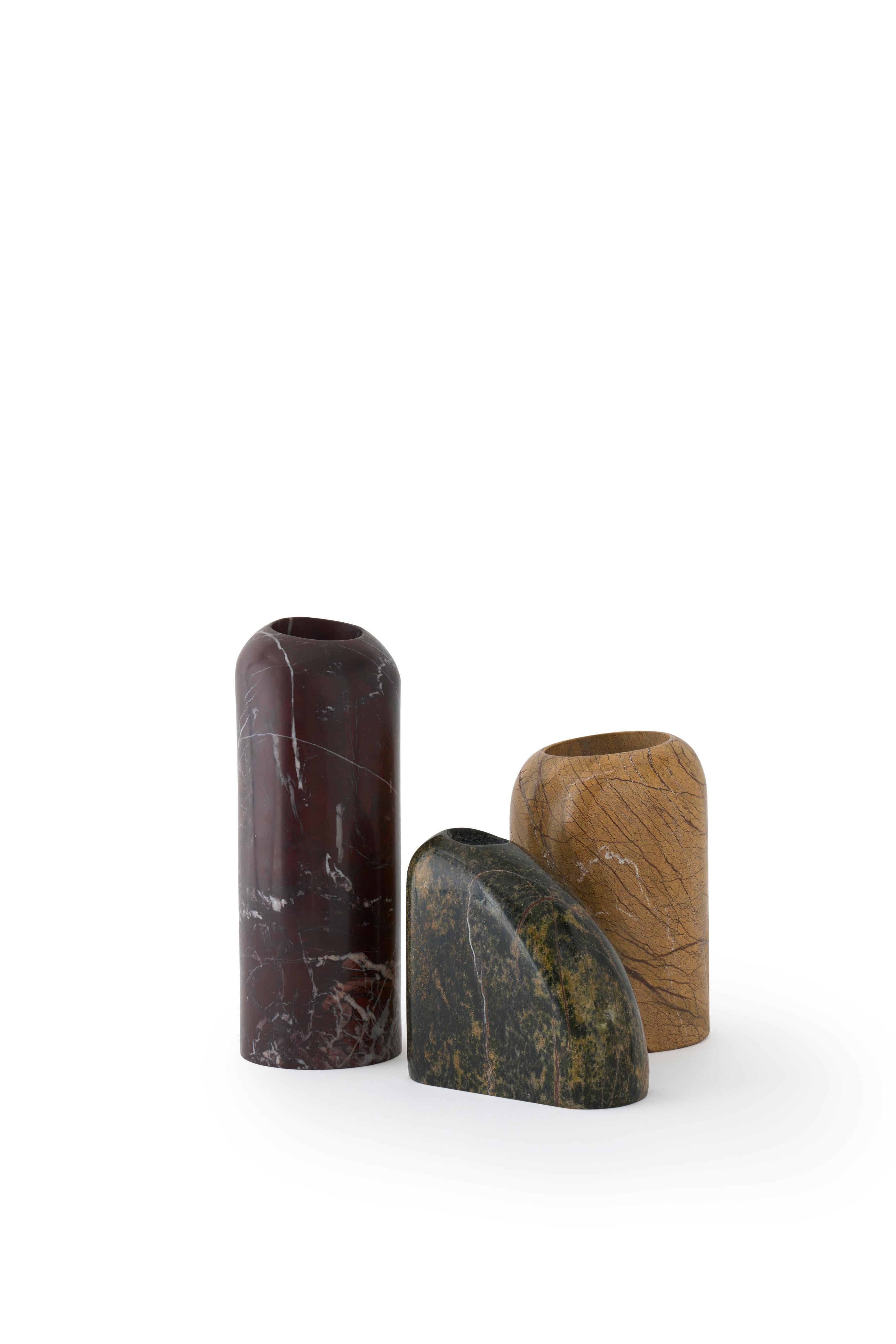 BOULDER Vase in Brown Marble Forest