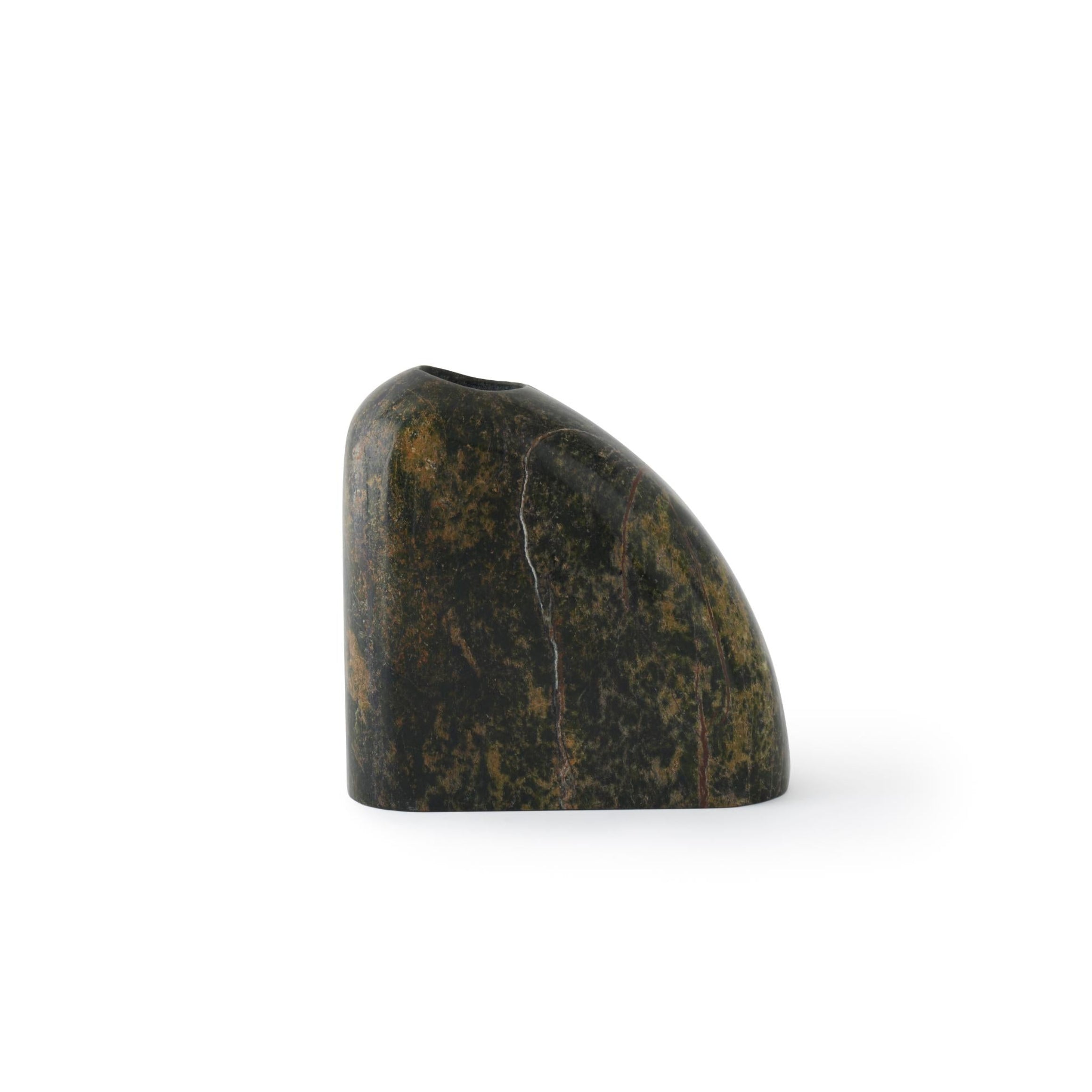 BOULDER Vase in Forest Green Marble