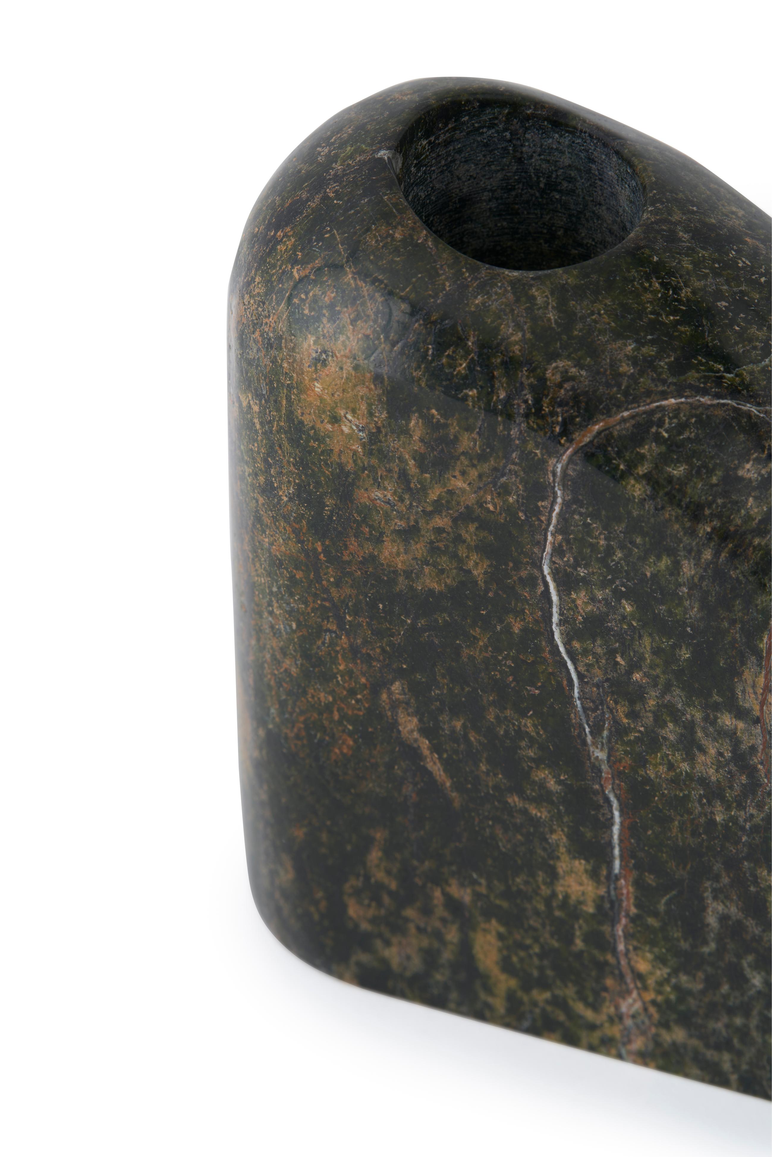 BOULDER Vase in Forest Green Marble
