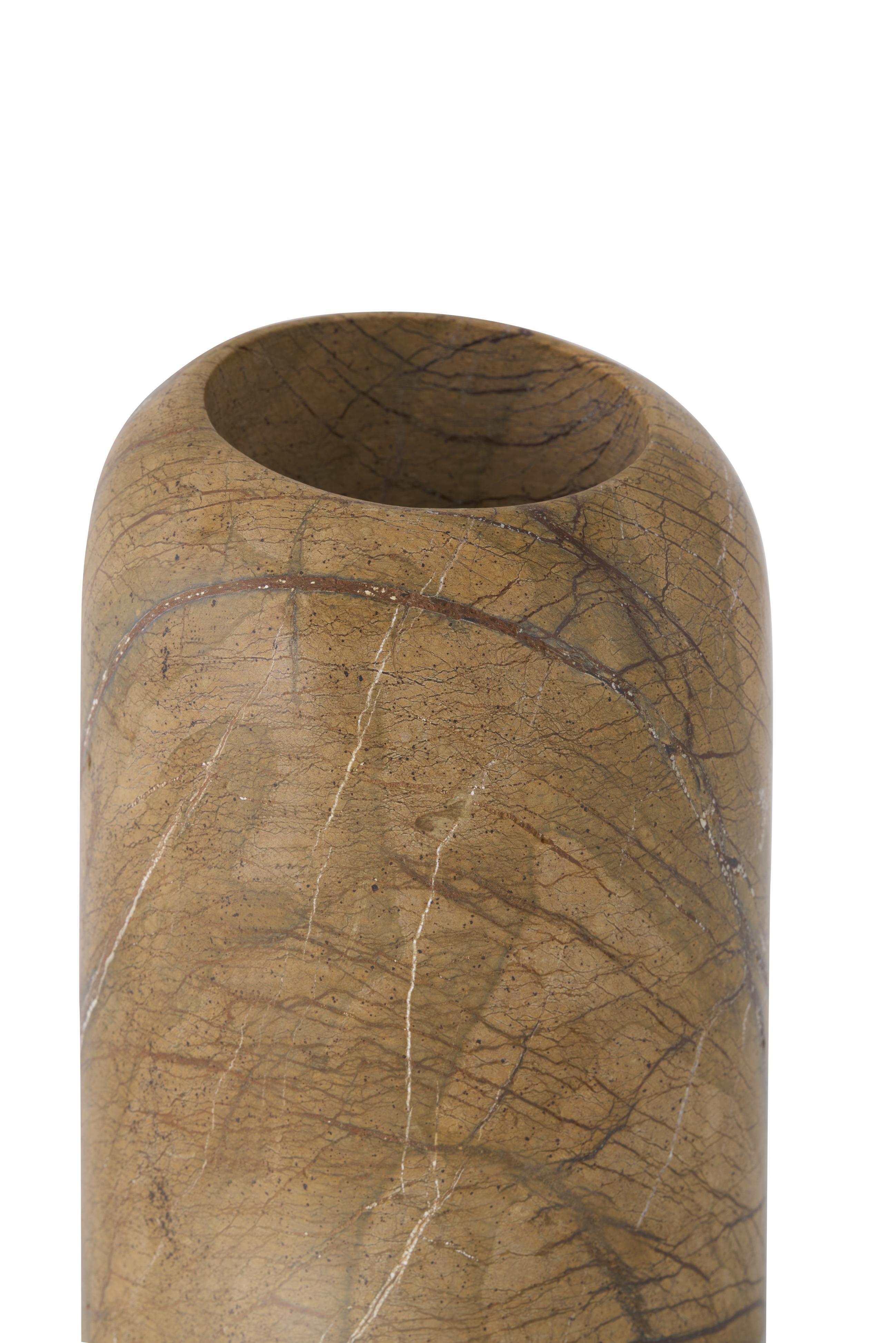 BOULDER Vase in Brown Marble Forest