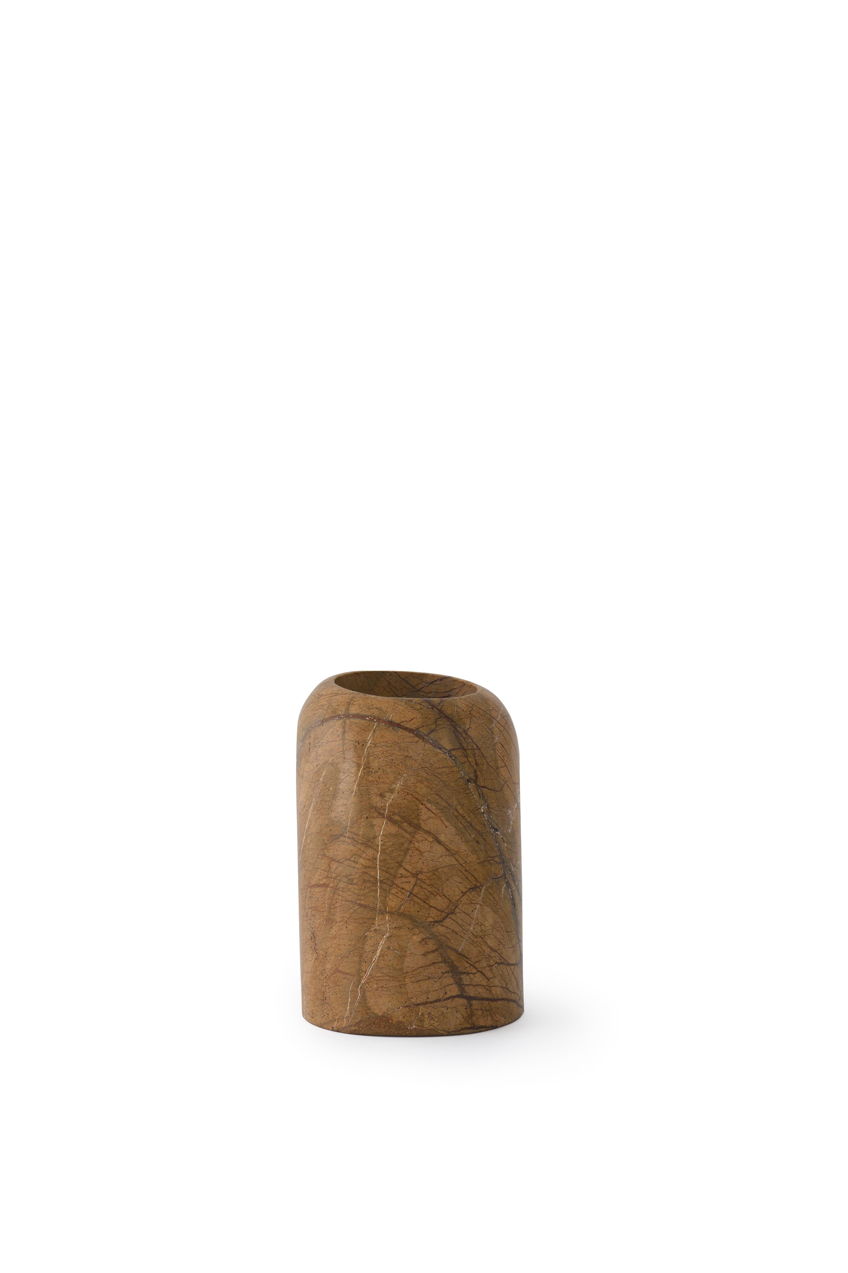 BOULDER Vase in Brown Marble Forest