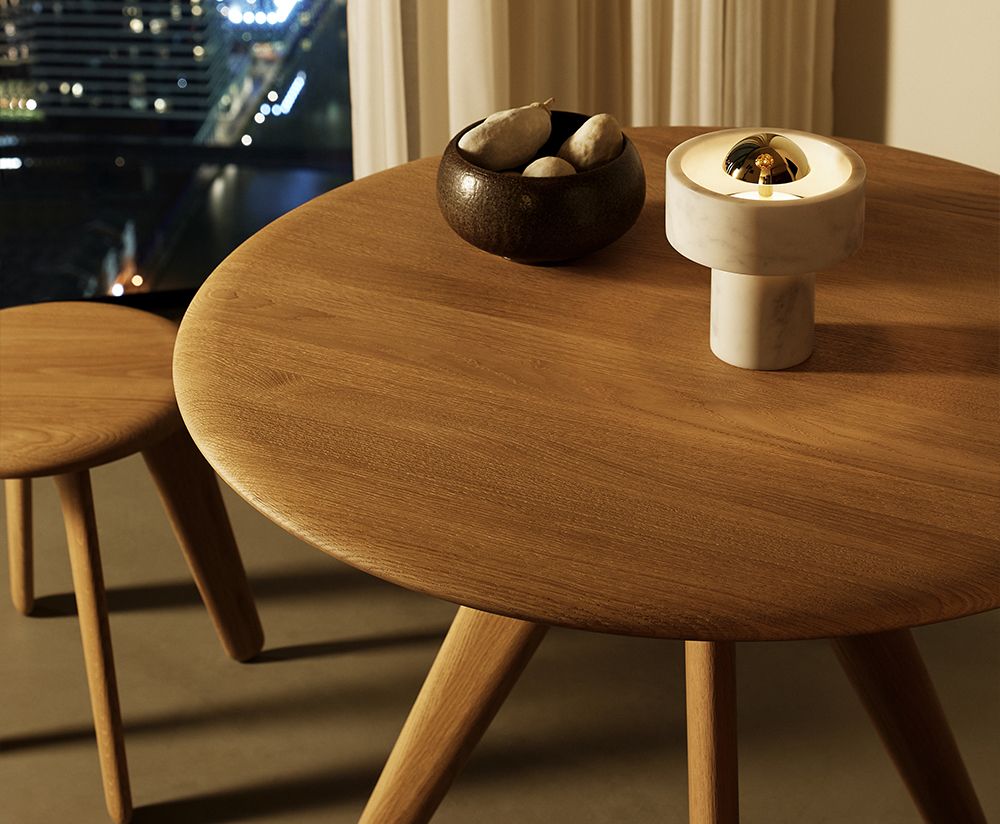 Slab stool oak wood