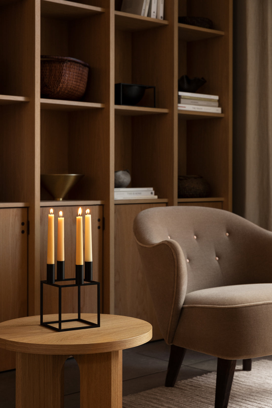 INGEBORG VORG Armchair with Sheepskin and Dark Oak Base
