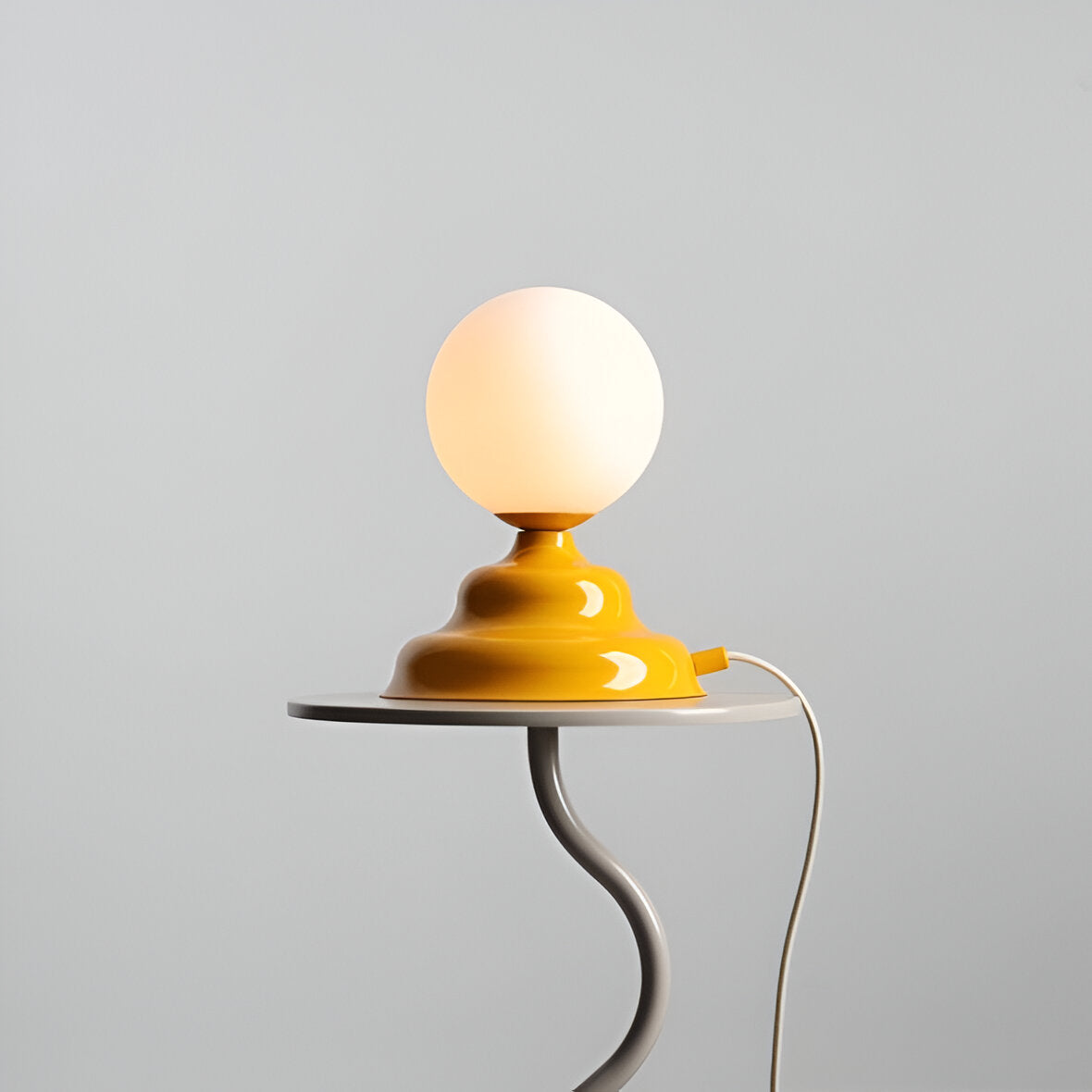 Table lamp with a glass lampshade yellow wave