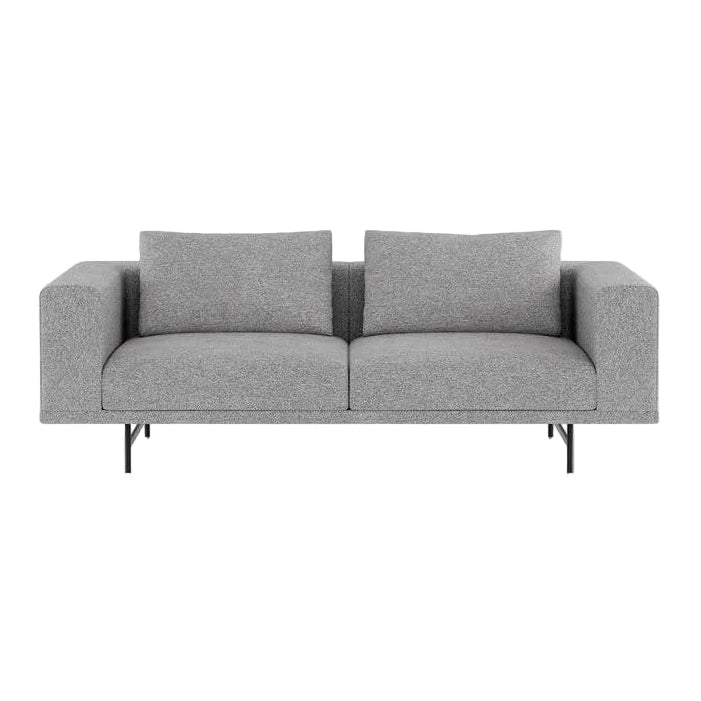 2-Seater Sofa LOFT Gray Fabric Brook with Black Base