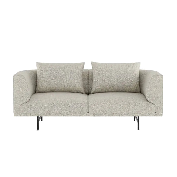 2-Seater Sofa CHIMNEY Light Gray Boucle with Black Base