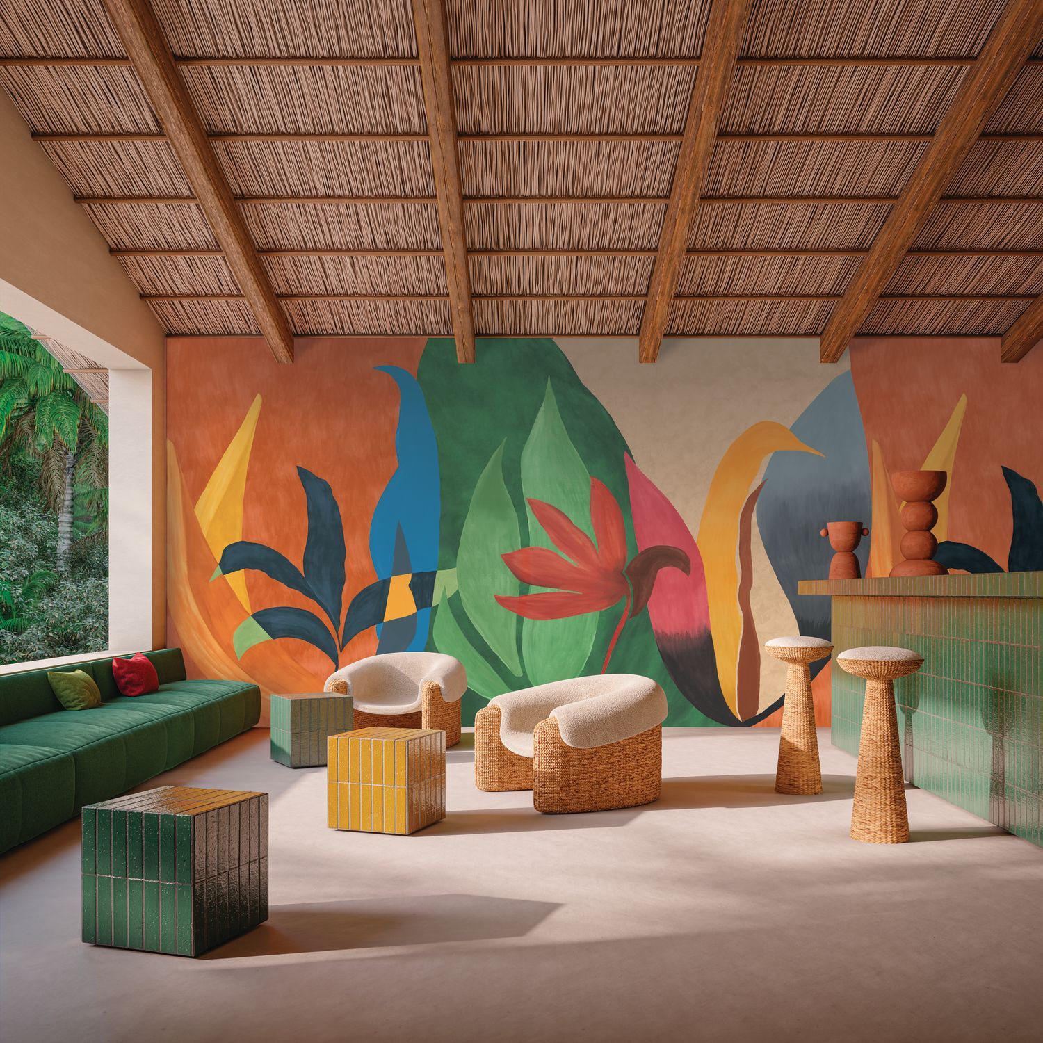 NAHUA botanical pattern mural