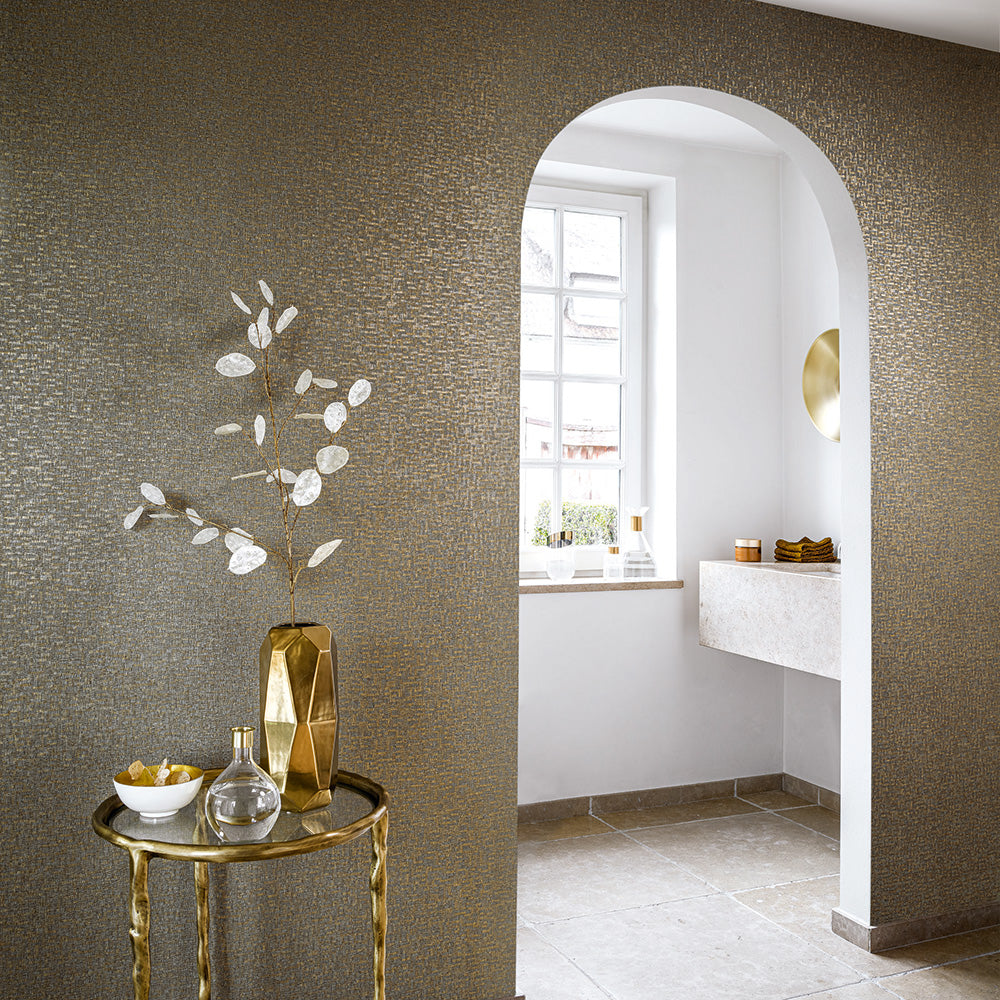Structural wallpaper imitating mosaic TESSELA - NOIR black