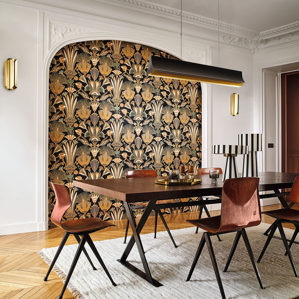 DENDERAH Floral Pattern Wallpaper - WHITE/MULTICO white with green