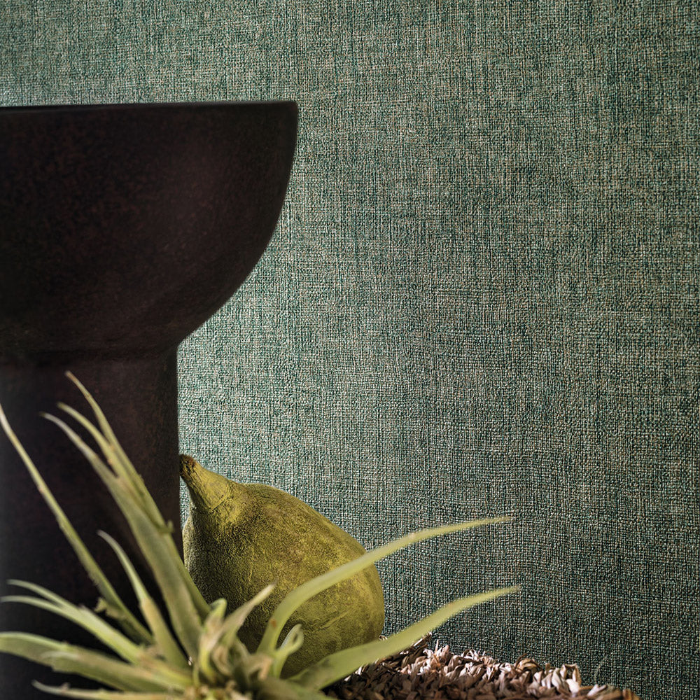 Structural wallpaper resembling canvas DIOLA - TOPAZE turquoise