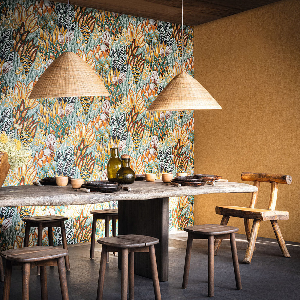 Structural wallpaper resembling canvas DIOLA - TOPAZE turquoise