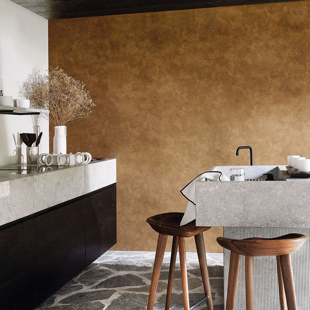 Structural wallpaper imitating canvas ARGILE - SABLE dark sandy