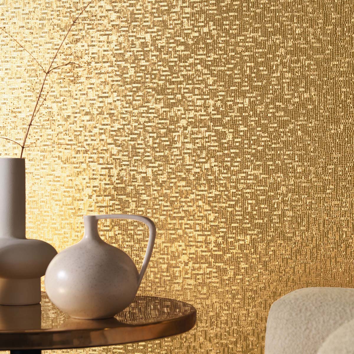 Metallic Structural Wallpaper with Geometric Pattern PYRITE - OR Gold