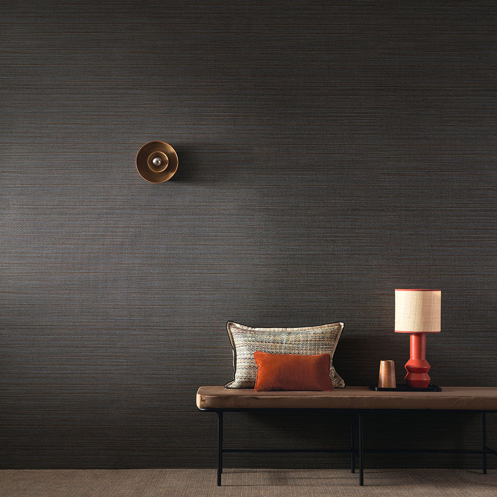 Structural wallpaper imitating plant canvas PANDAN - WALNUT brown