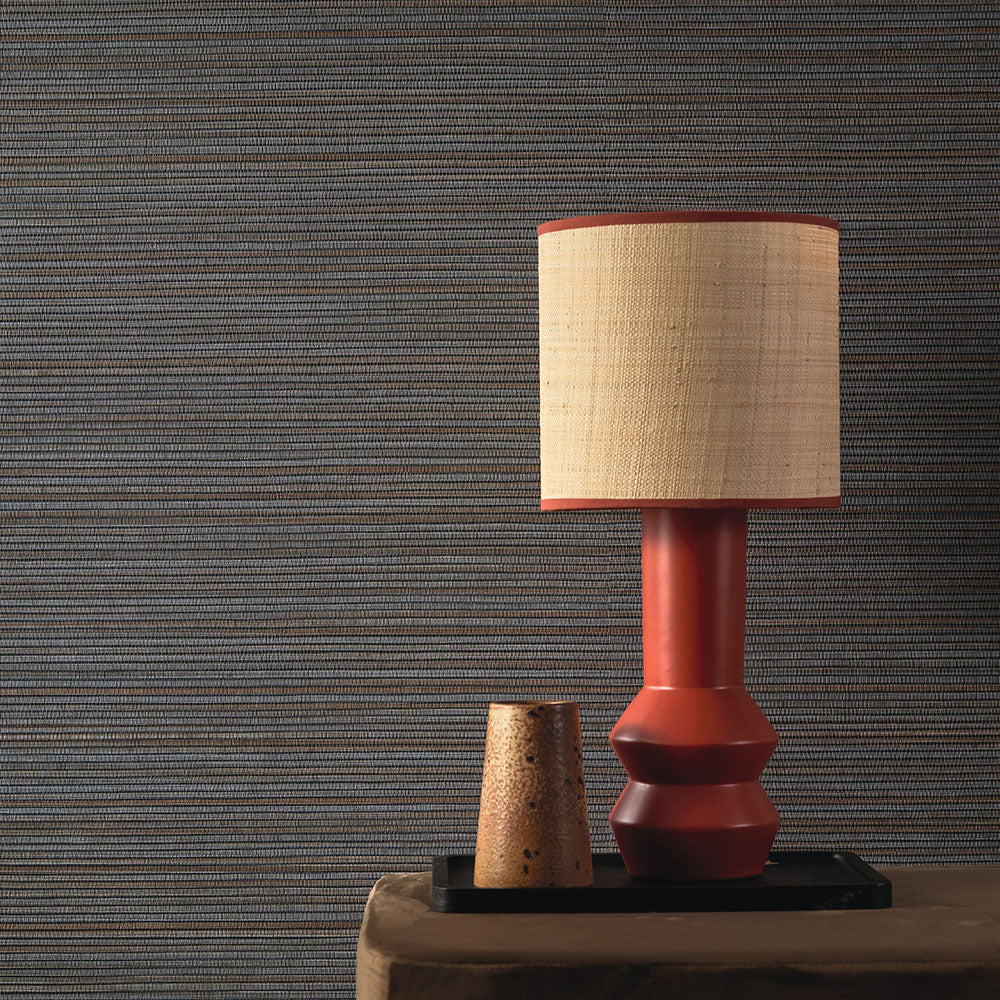 Structural wallpaper imitating plant canvas PANDAN - WALNUT brown