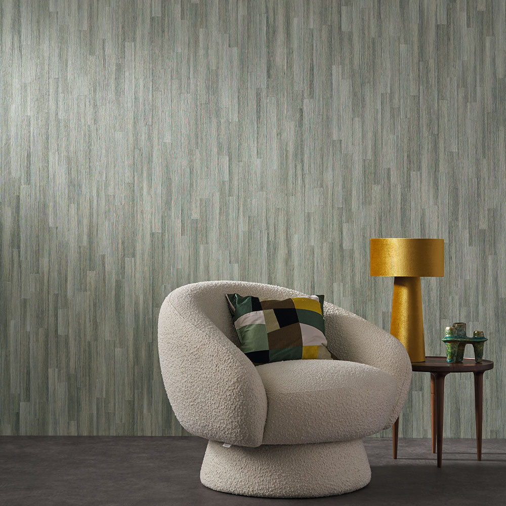 Structural wallpaper imitating wooden boards SAPELLI - AMBRE golden brown