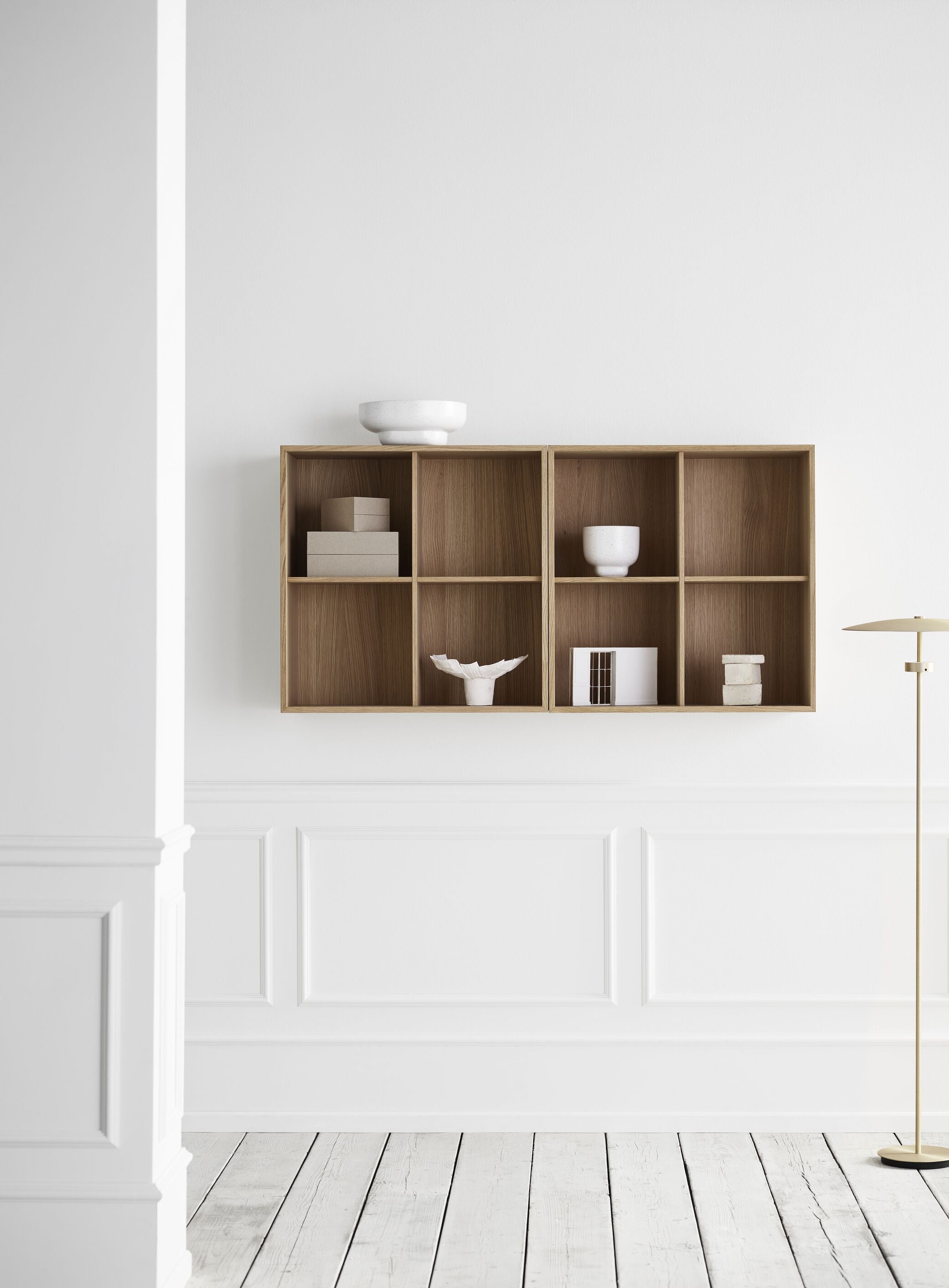 Case shelf - a single module of bright oak veneer