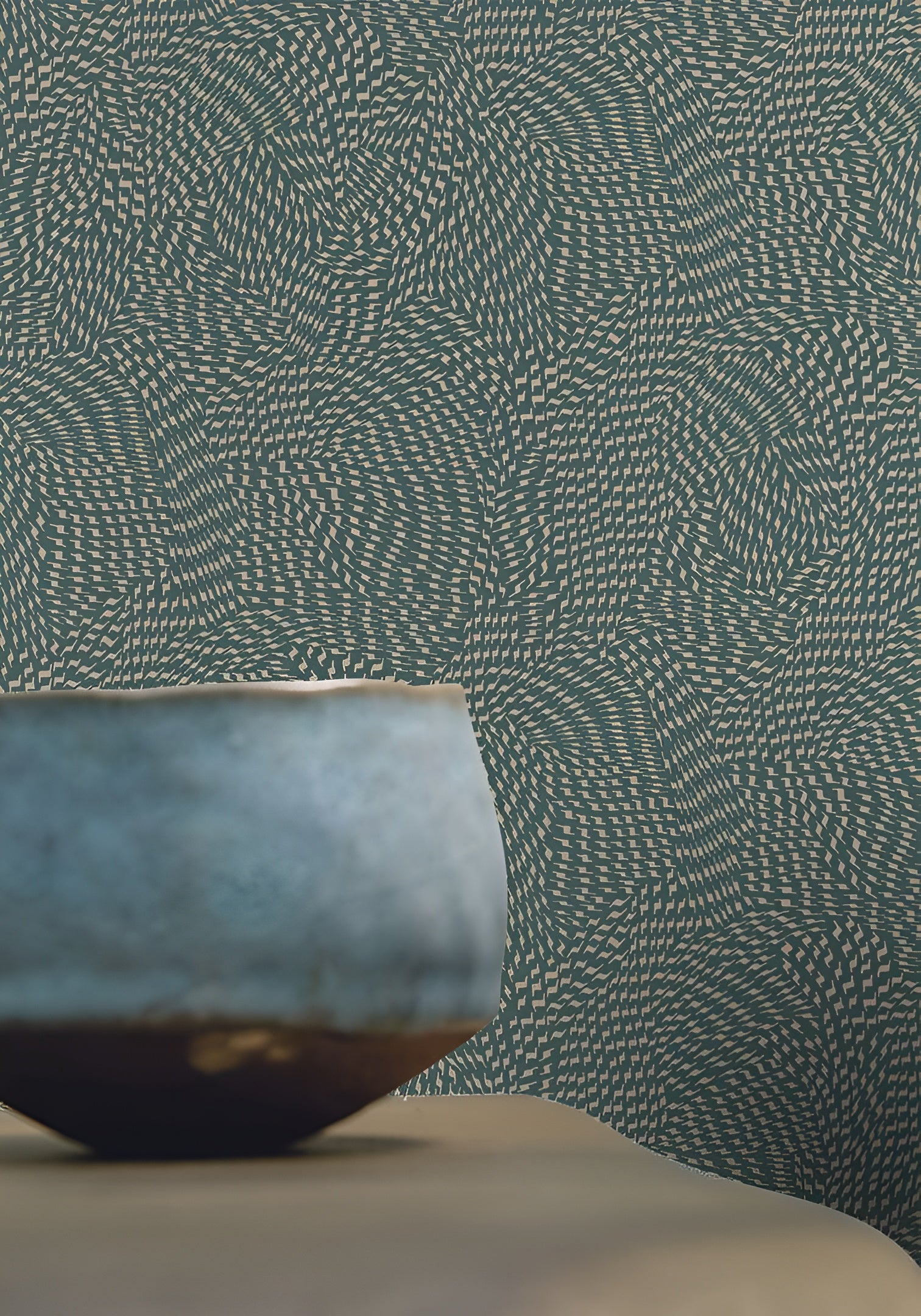 Wallpaper with abstract pattern PASSY - DARK GREEN/BEIGE green with beige
