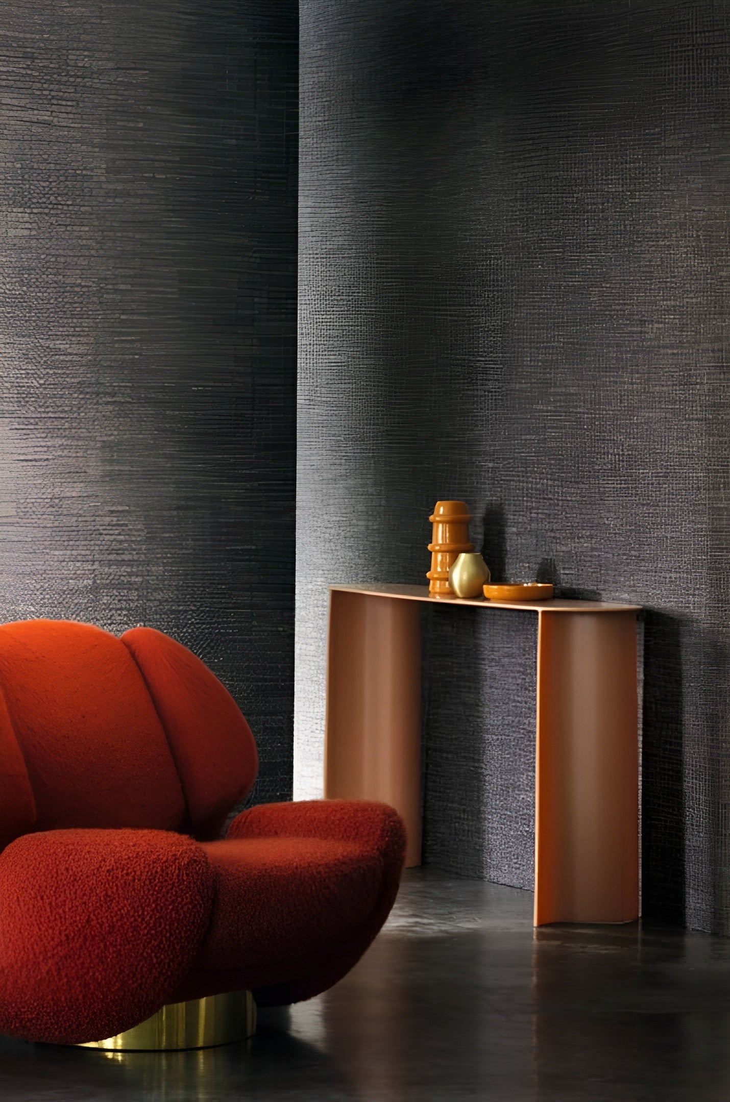 Textile structural wallpaper ALSEK - NOIR DE LUNE black with white