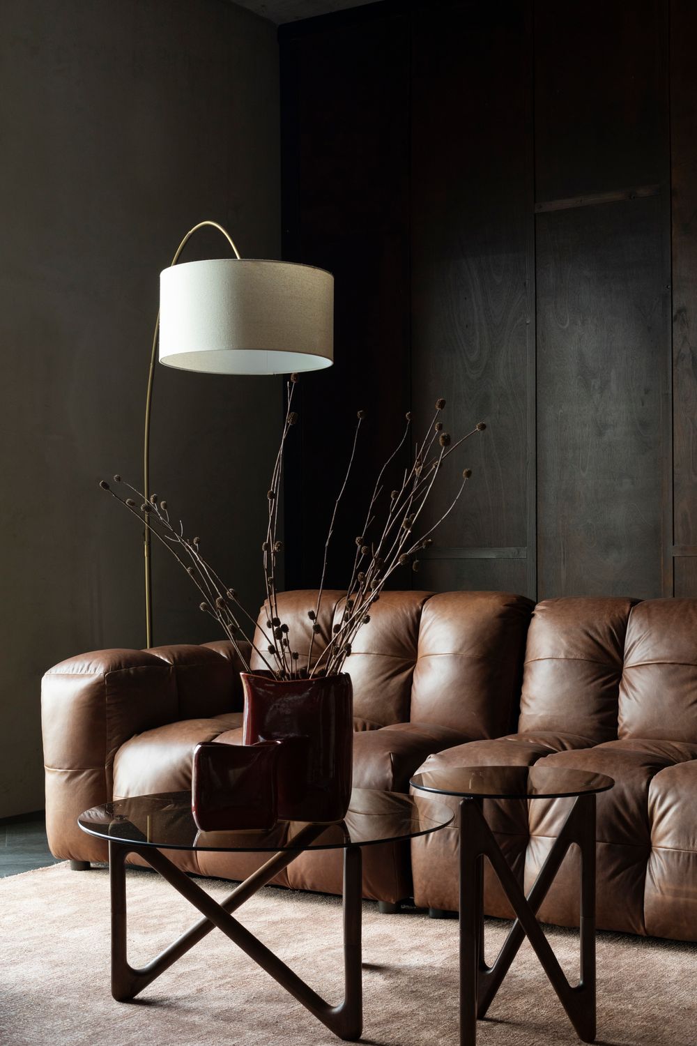 HACKMAN Modular Sofa - Right-End Element in Chocolate Leather