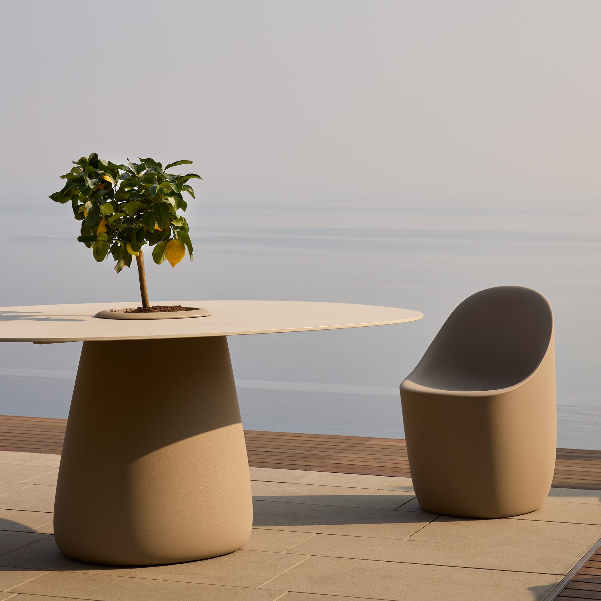 Gartentisch mit Behälter COBBLE taupe