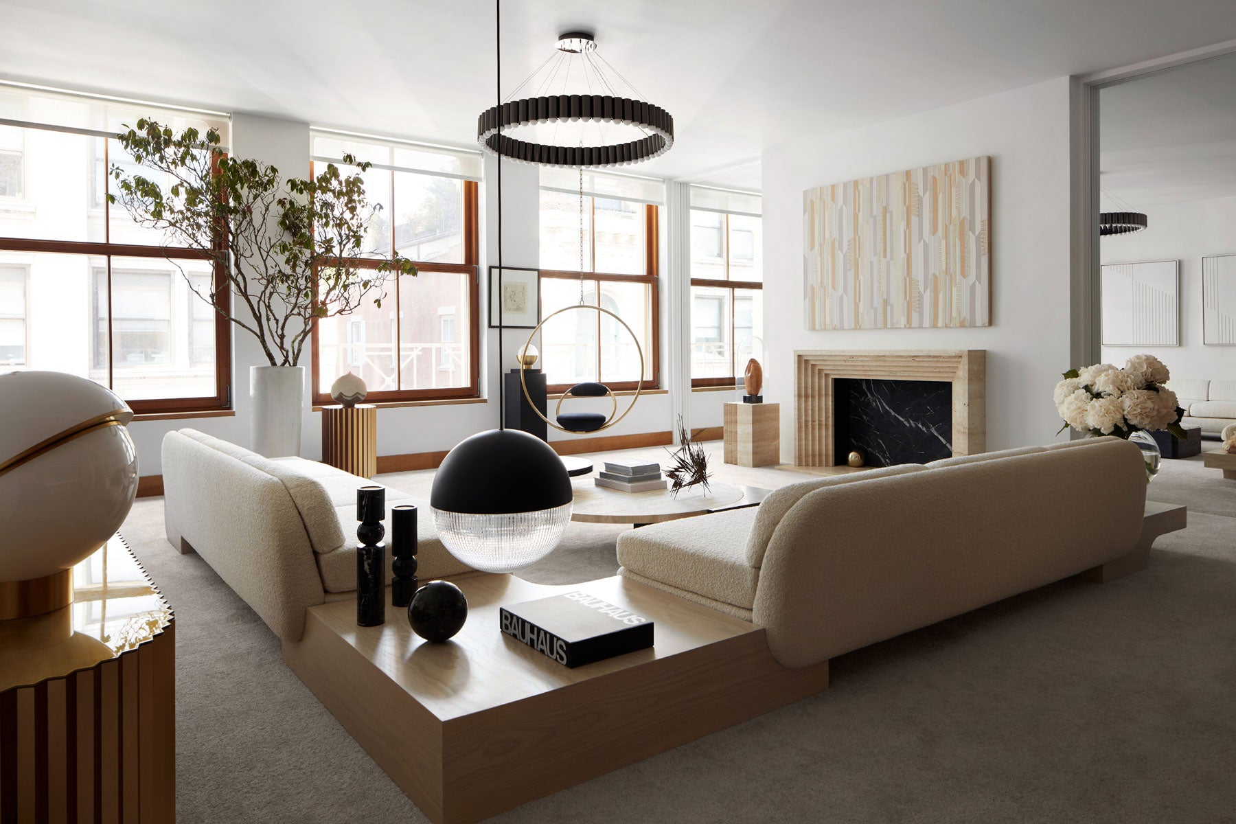 CRESCENT Table Lamp with Opal Shade and Brass Base