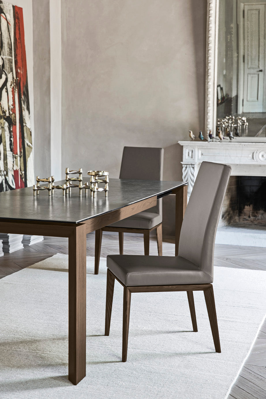 BESS upholstered chair with graphite wooden base
