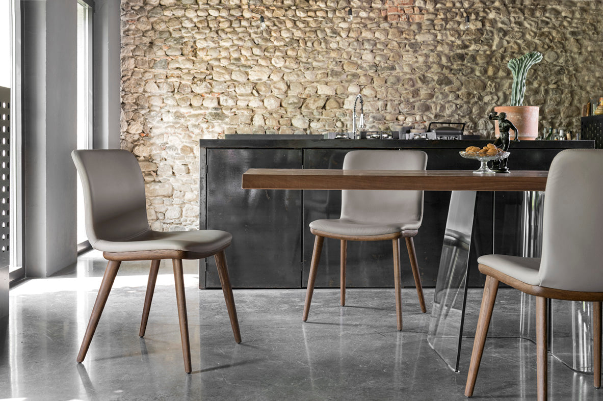 ANNIE upholstered chair with walnut base