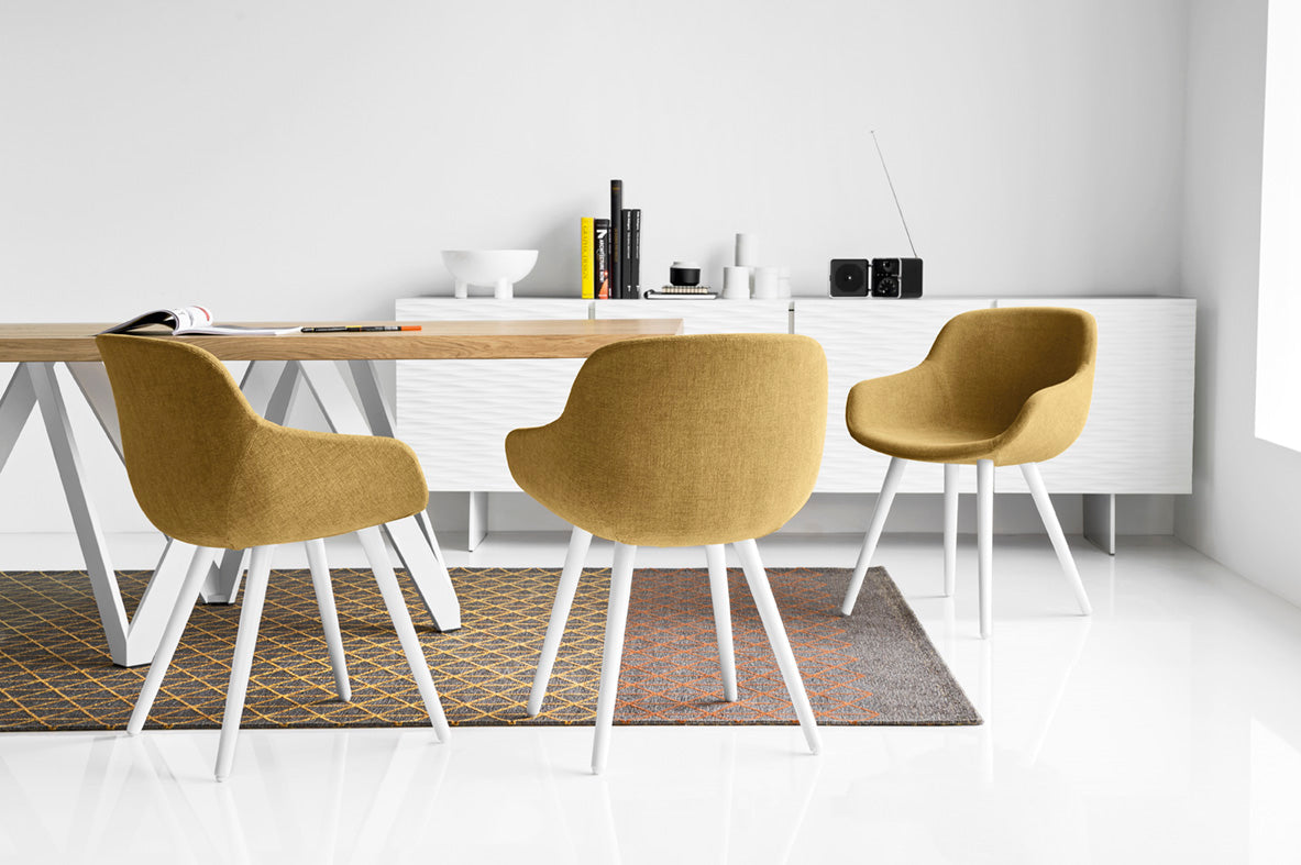 Upholstered IGLOO Chair with Walnut Base