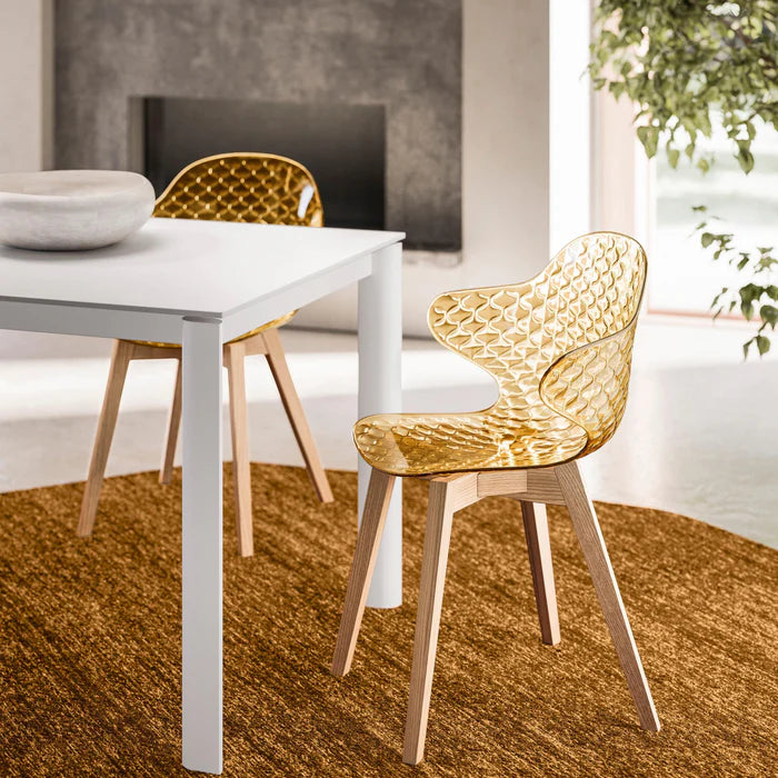 SAINT TROPEZ chair with brown seat and black wooden base