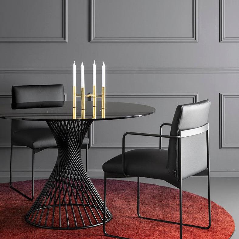 GALA Armchair with Upholstered Seat and Gold Base