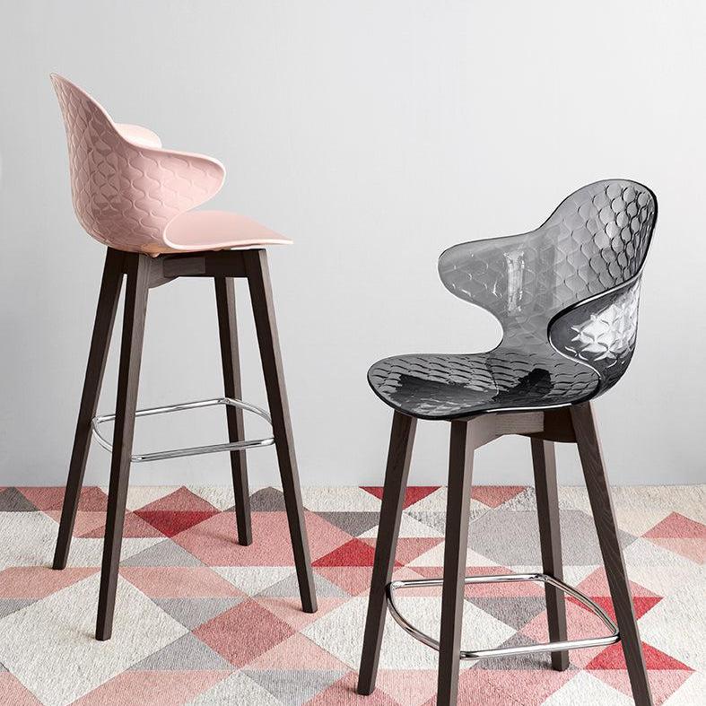 Bar Stool SAINT TROPEZ with Brown Seat and Dark Wooden Base