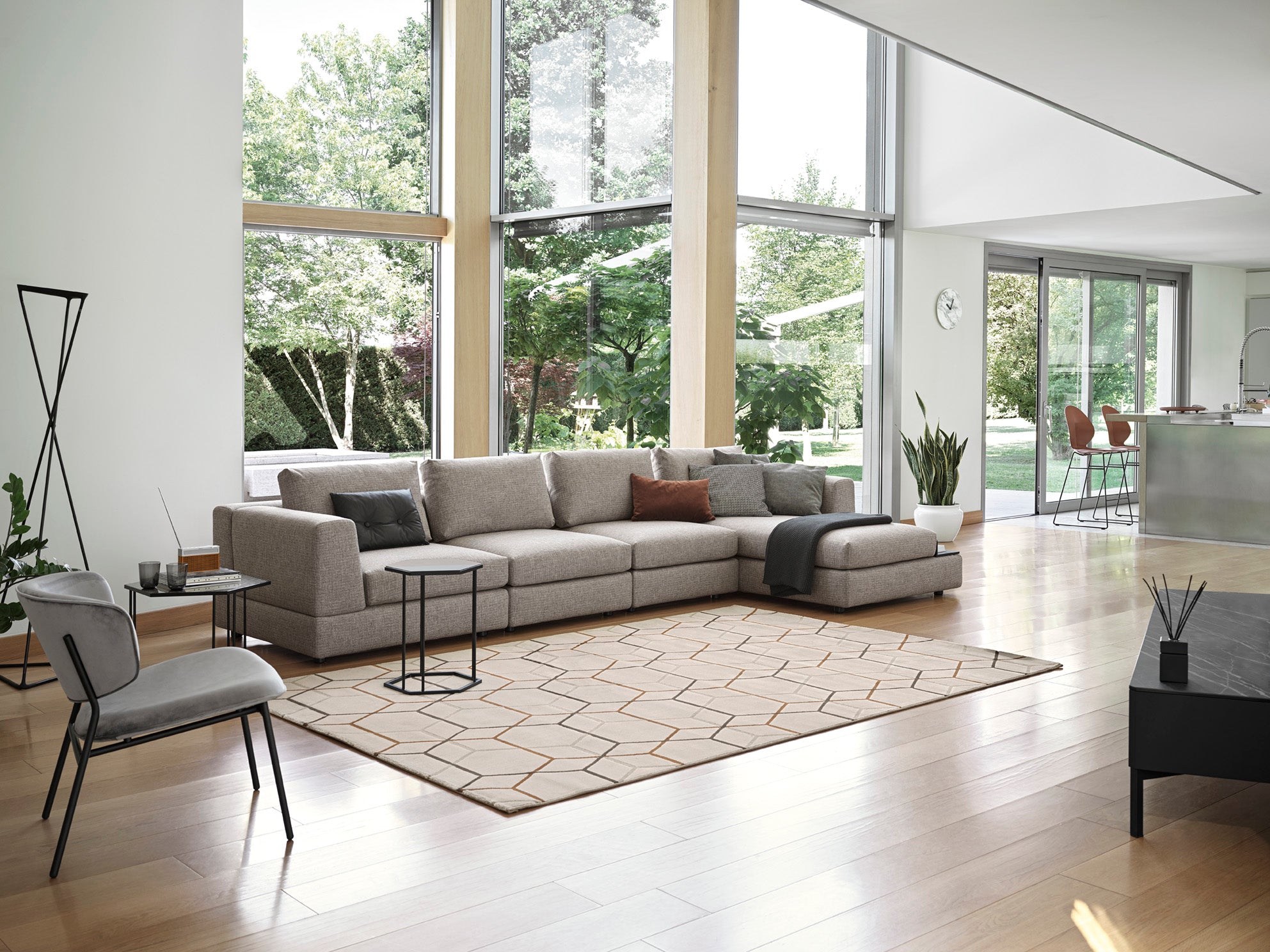Left-sided LAYLA upholstered corner sofa