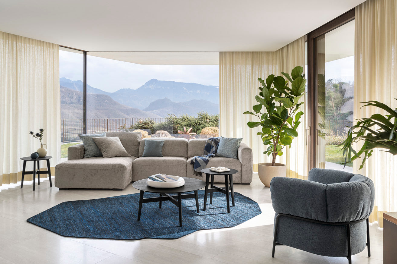 Left-sided upholstered WAVE corner sofa