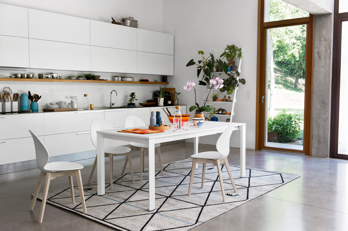 BASIL Chair taupe seat with white wooden base